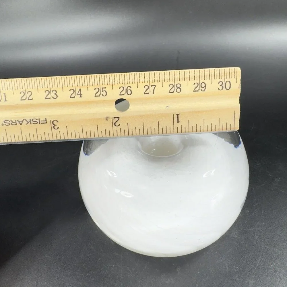 Venetian Hand Blown Clear White Cased‎ Paperweight Glass Pen Holder Decor Italy